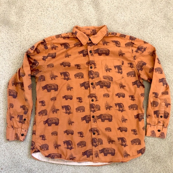 Ruff Hewn Mens L/S Button Up "Bear" Shirt XL - Picture 1 of 5